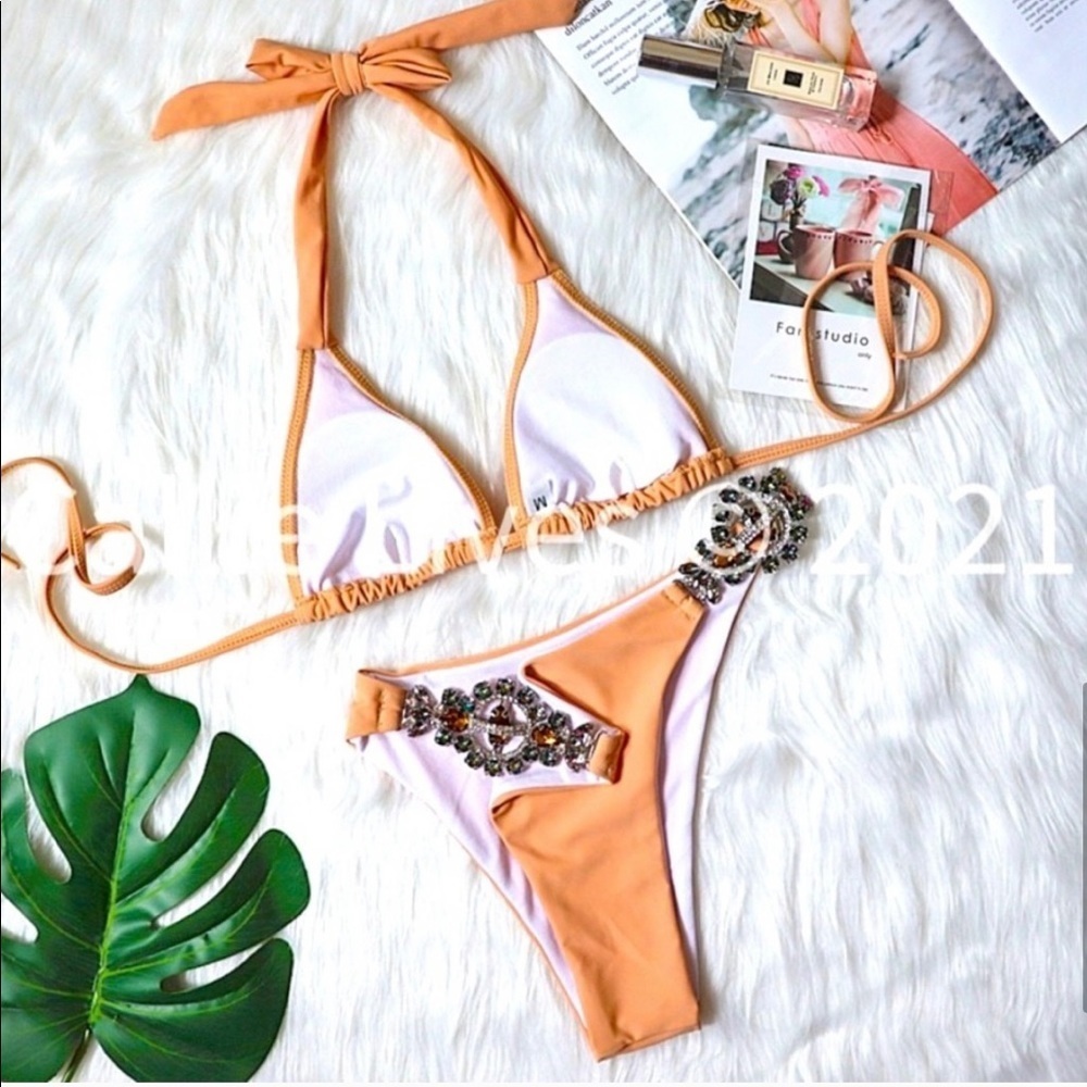 New! Baroque Rhinestones Statement Nude Bikini - Picture 7 of 11